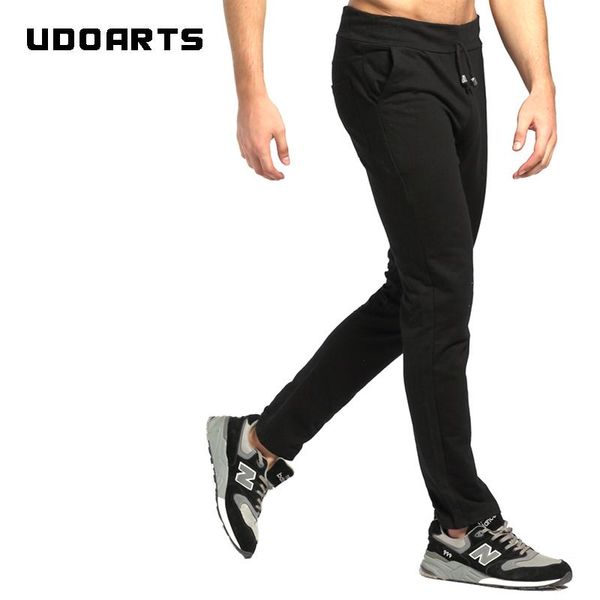 

udoarts men's basic fleece jogger 100% cotton pants running trousers, Black;blue