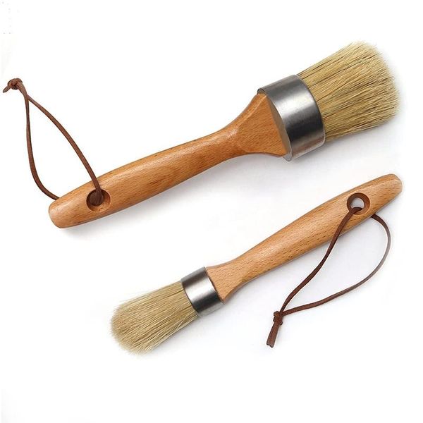 

other home decor 2pcs magnetic chalk paint wax brush for furniture, stencils, wood projects, finishing,milk - natural bristles