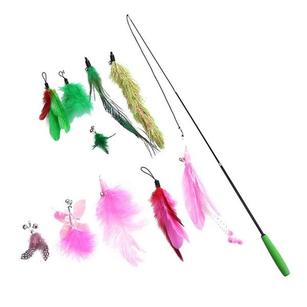 

cat toys 1 pcs wand for kitten three-section funny cats toy replacement stick pets interactive pet rods feather