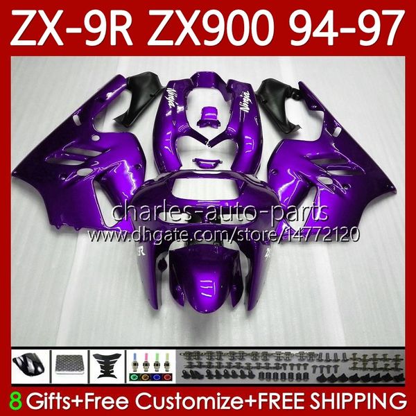 OEM Body Kit für KAWASAKI NINJA ZX-9R ZX900 ZX 9R 9 R 900 CC 1994 1995 1996 1997 Karosserie 100No.103 ZX9 ALL Purple R ZX900C 900CC ZX-900 94-97 ZX9R 94 95 96 97 MOTO Verkleidung