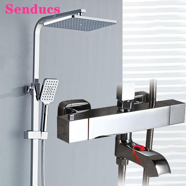 

bathroom shower sets thermostatic mixer tap luxury chrome system quality brass set