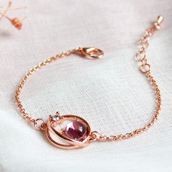 

link, chain girly heart pink glass planet necklace bracelet fantasy starry sky small fresh clavicle fashion jewelry set, Black