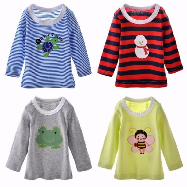 Baby Boys T-Shirt Manica lunga Pigiama Shirt Girls Tees T Shirt 100% cotone 5 pezzi / confezione Neonato magliette in basso Top 210413
