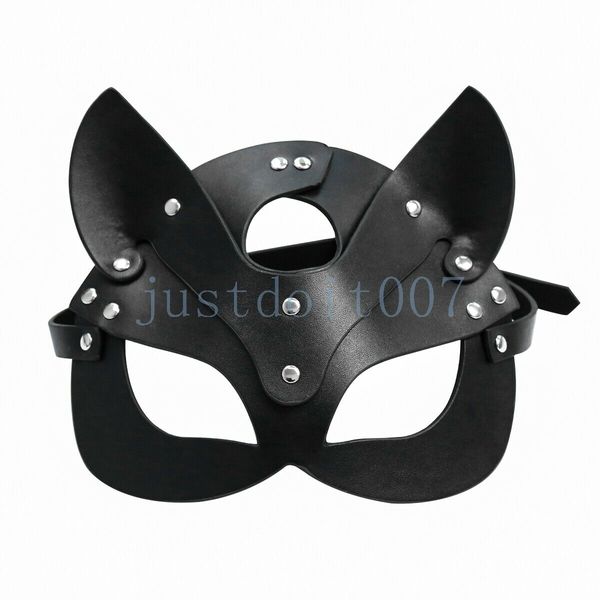 Bondage Maschera nera femminile Pelle PU Moda Cat Costume da festa Puntelli di recitazione
