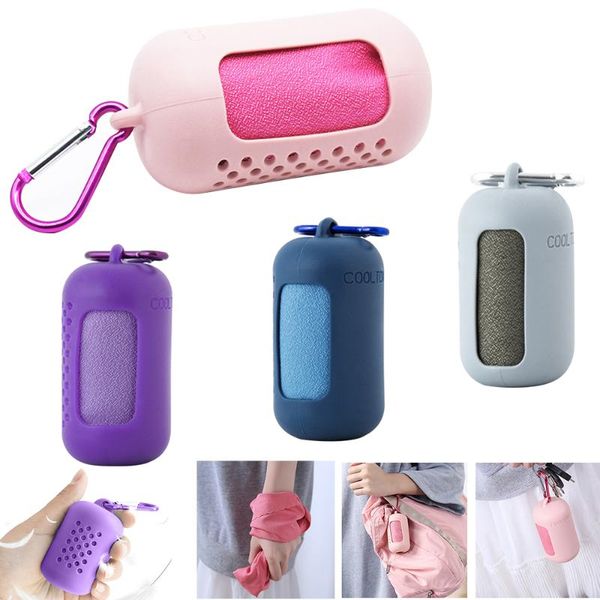 

towel portable travel quick dry outdoor silicone case foldable mini compression running yoga sports feeling cool ice