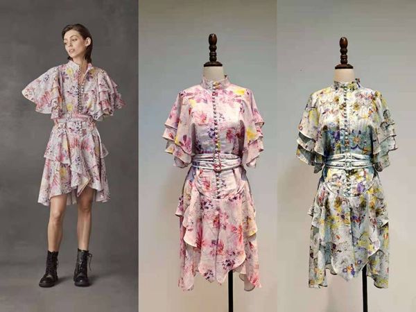 

casual dresses spring long sleeve asymmetric women print layer mini dress with sash 8jnn, Black;gray