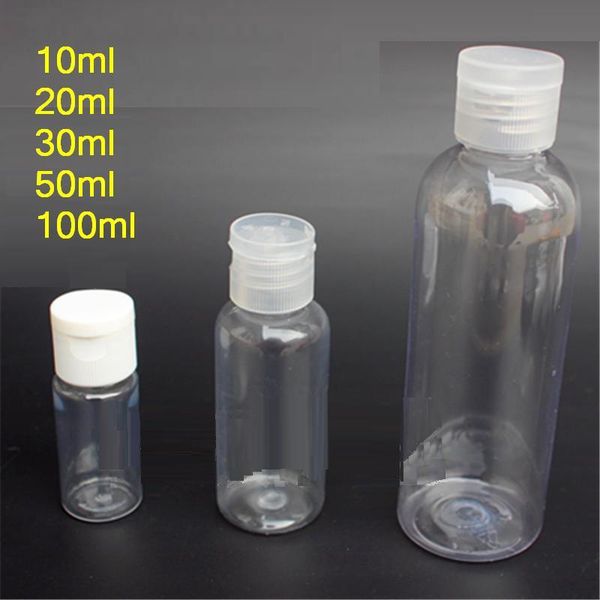 

10ml/20ml/30ml flip lid transparent plastic packaging bottles liquid water emulsion empty small subpackage bottle storage & jars