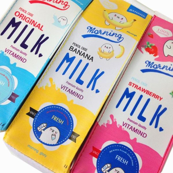 

10pcs milk box cute pink girl waterproof zipper storage bag pencil student office supplies bags