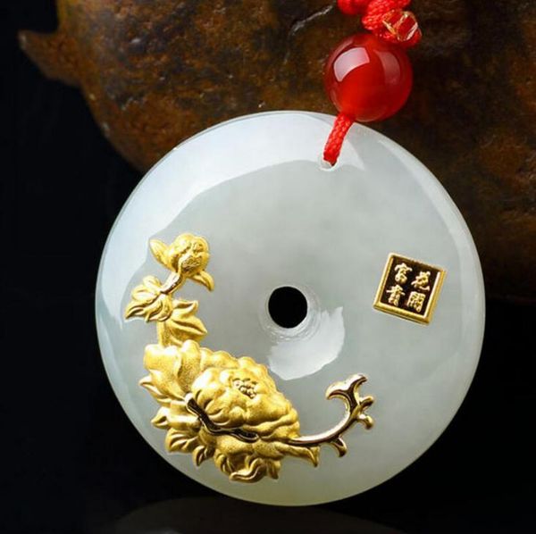 

lockets exquisite hetian jade blossoms pendant h63#, Silver