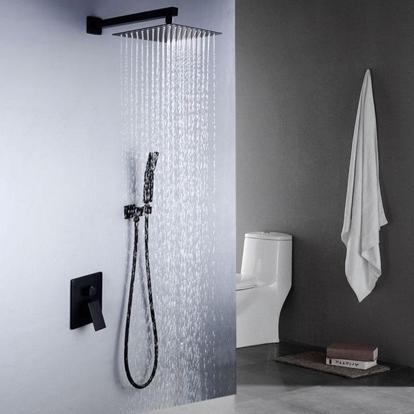 

bathroom shower sets wall mount rainfall faucet set concealed matte black system mixer tap combo kit la1051