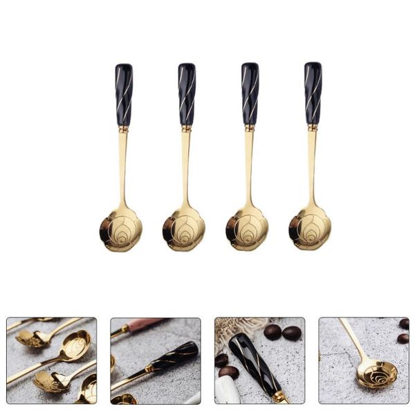 

spoons 4pcs elegant coffee spoon practical cake flower designed ice cream