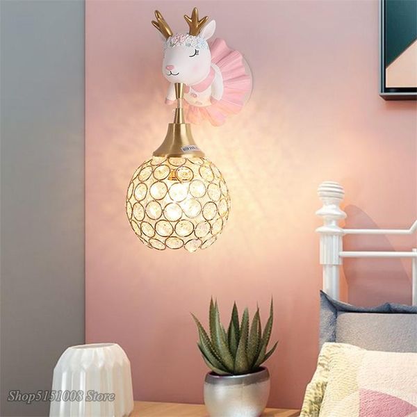 

decorative objects & figurines nordic resin fawn elephant crystal led wall lamp for edroom bedside light lighting baby girl boy kids childre