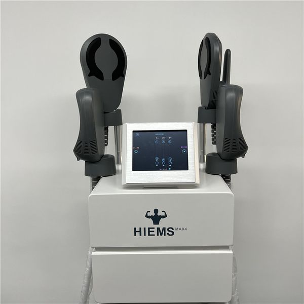 

professional ems muscle stimulator belly muscle gain tesla hiemt emslim body shaping machine with 4 handles, Black;white