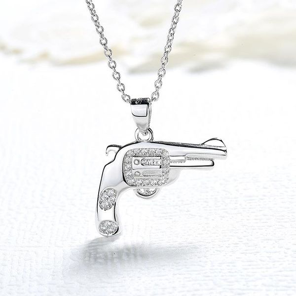 

chains tn68 silver 925 necklace creative pistol pendant sterling jewelry