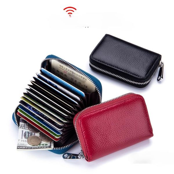 

card holders holder anti rfid protection small luxury leather women men wallet purse travel outdoor id credit bank busines fashion brand, Brown;gray