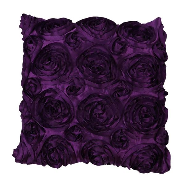 

pillow case purple satin rose flower square cushion pillowcase cover