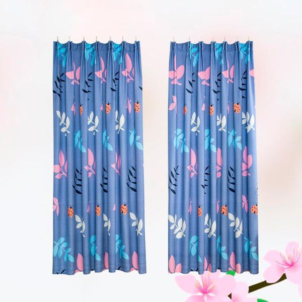 

curtain & drapes sliding colorful leaves printing half shading window door with hooks for bedroom kitchen (100x200)