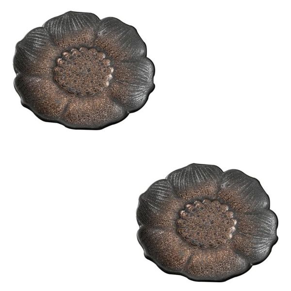 

mats & pads 2pcs gilt iron ceramic cup tray teacup retro tea ceremony accessory