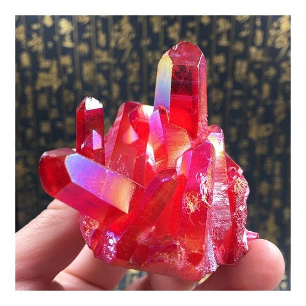 

decorative objects & figurines natural red quartz cluster crystal gem stone healing minerals specimen reiki