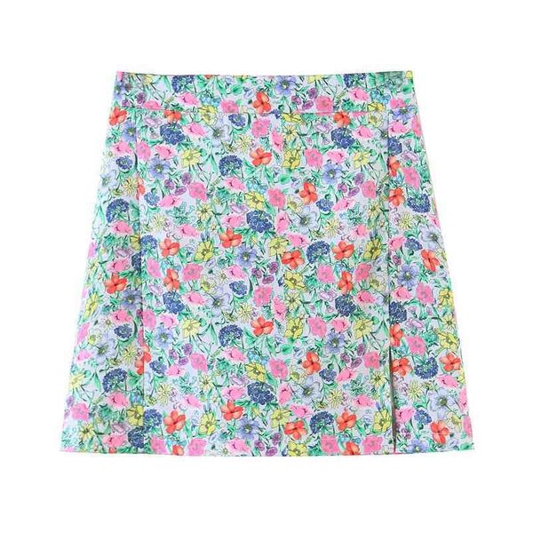 

women mini skirts floral printed zipper female summer female skirts mujer 210524, Black