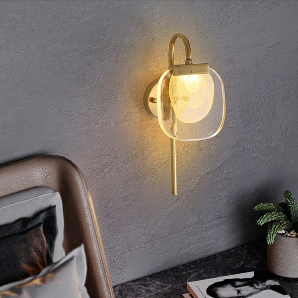 

wall lamp odysen art deco modern sconce light gold copper lamps living bedroom decorative led indoor lighting fixture handmade glass
