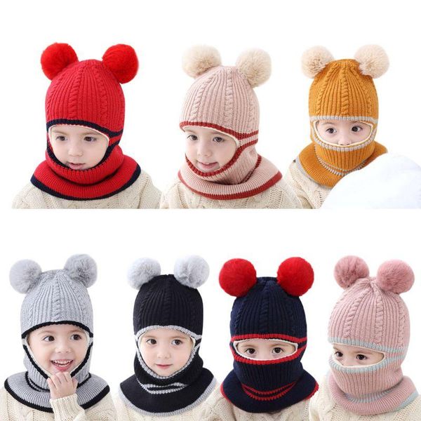 

kids winter hats girls boys children warm cap scarf set baby bonnet scarves caps &, Yellow