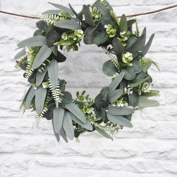 

decorative flowers & wreaths christmas wreath artificial green eucalyptus leaves holiday festival door hanging garland party decoration for