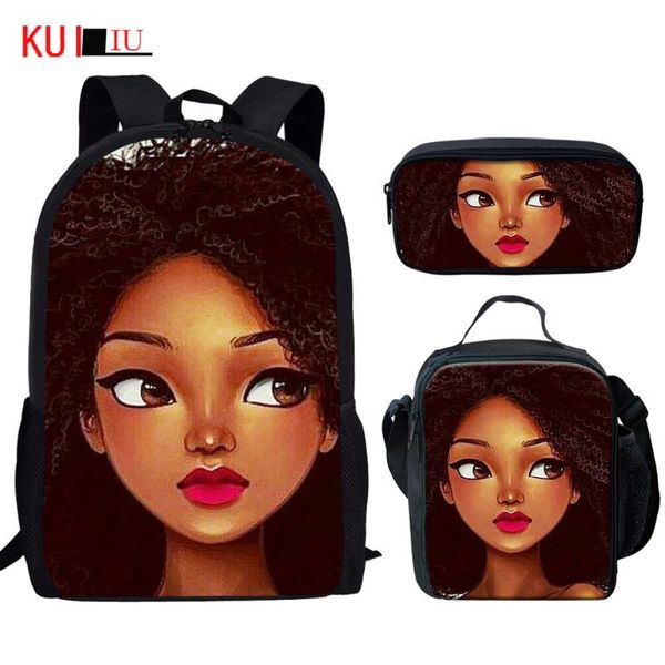 

backpack kuiliu 3d print kids school bag set for teenager cute afro girls children boys book bags satchel schoolbag
