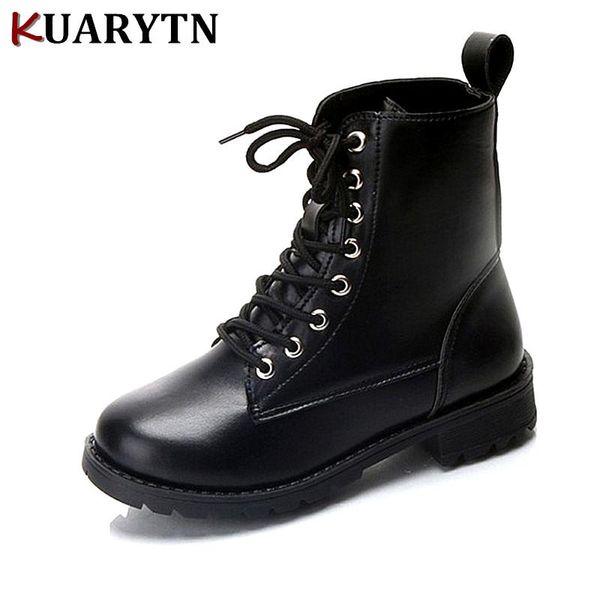 

boots plus size 36-42 2021 retro lace anti-slip square with england waterproof platform women's e059, Black