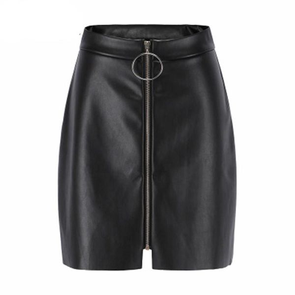 

skirts casual women skirt slim pu leather black female mini faux lady a-line