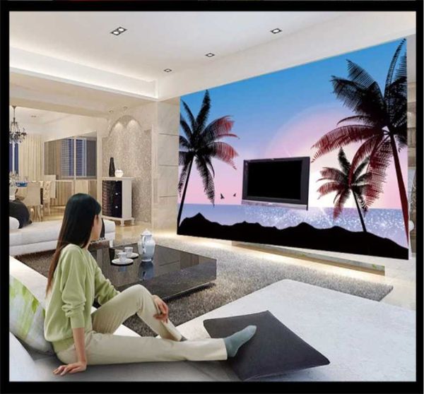 

wallpapers xuesu beach style romantic fashion large wallpaper living room decoration mural professional custom 8d waterproof wall covering