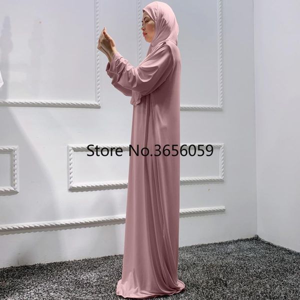 

ethnic clothing ramdan eid 2021 women muslim prayer hooded abaya one piece dress with attached hijab headcover scarf dubai saudi islamic wor, Red