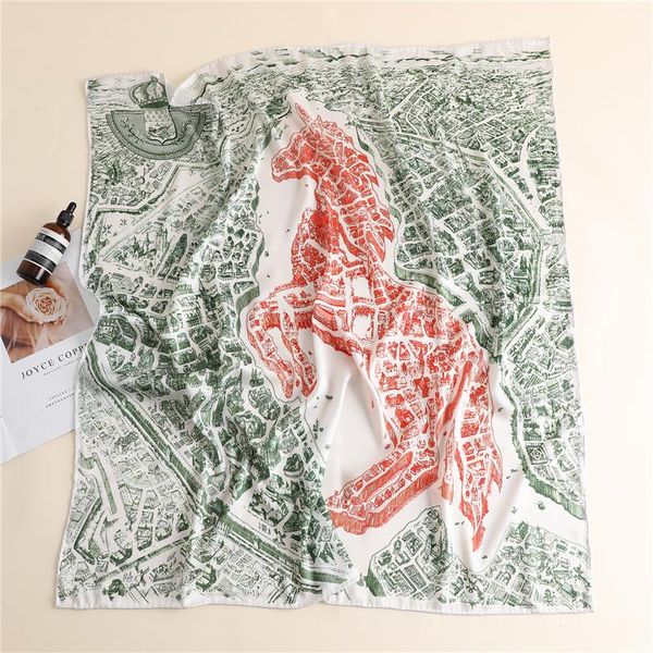 

scarves women silk scarf horse print foulard female hijab twill neckerchief lady durag hip-hop bandana shawls wraps, Blue;gray