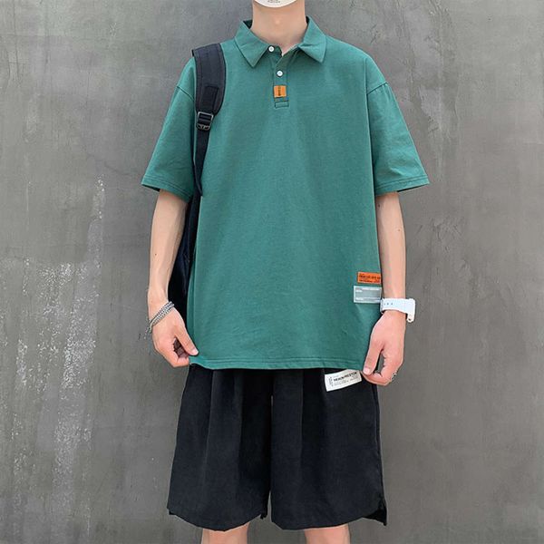 

men's t-shirts summer polo short loose fashion half sleeve versatile t-shirt 44r1, White;black