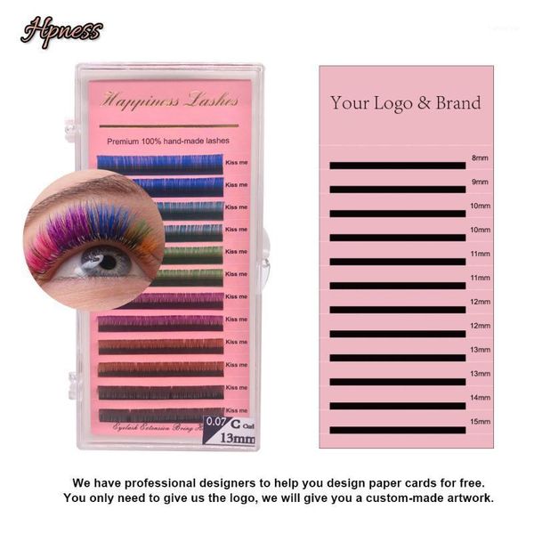 

customization 6 colors rainbow eyelash extensions individual classic mink 0.07 c/d curl lashes 1