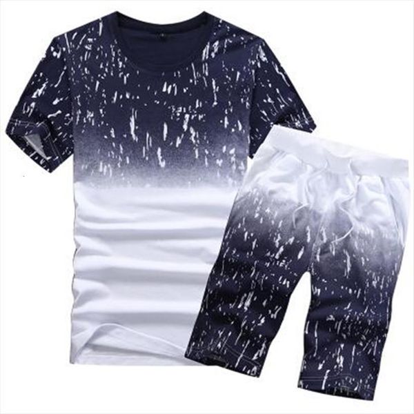 

summer short sleeve trend set mens tracksuit graphic printing t shirt and shorts 2 packs innovative hip hop streetwear suits, Gray