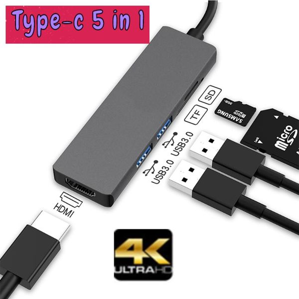 

hubs 2021 vmade 5 in 1 type-c hub sd /td card reader -compatible slot 4k ultra hd rj45 usb3.0 type c computer accessories