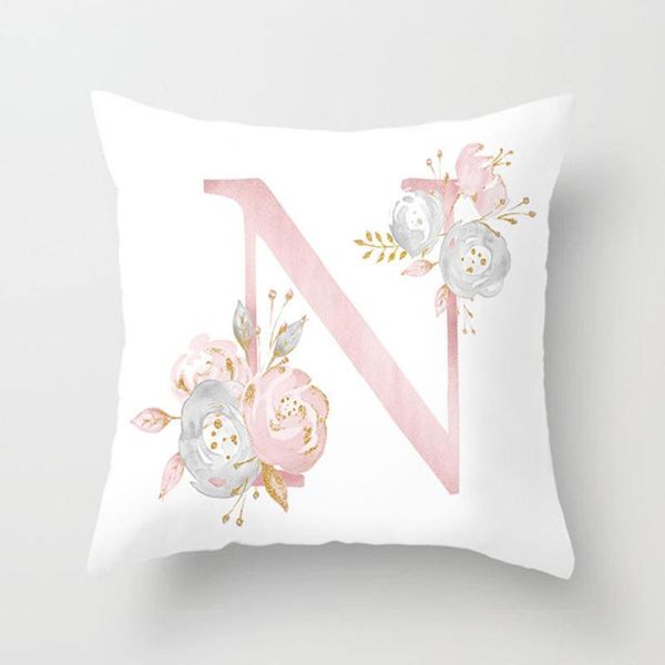 

pillow case soft 26 english alphabet pattern cushion cover home fabric 45*45cm fashion print comfortable peach skin