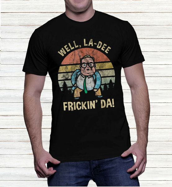 

vintage retro t-shirt, well la dee frickin da t shirt, White;black