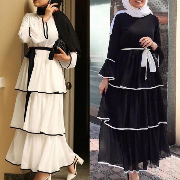

ethnic clothing muslim dress women dubai abaya ruffles fashion full sleeve casual ladies islamic clothes moroccan kaftan long maxi dresses, Red