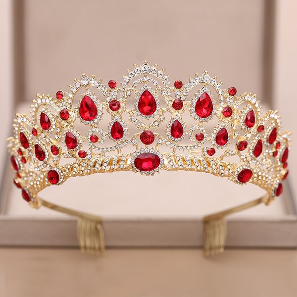 

ailibride tiara wedding crown wedding hair accessories red crystal rhinestone tiaras and crowns for bridal wedding hair jewelrydio chan cont, Golden;white