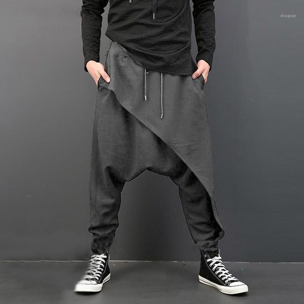 

plus size quality men casual drape drop crotch harem hip hop pants trouser baggy dancing gothic punk style men's, Black