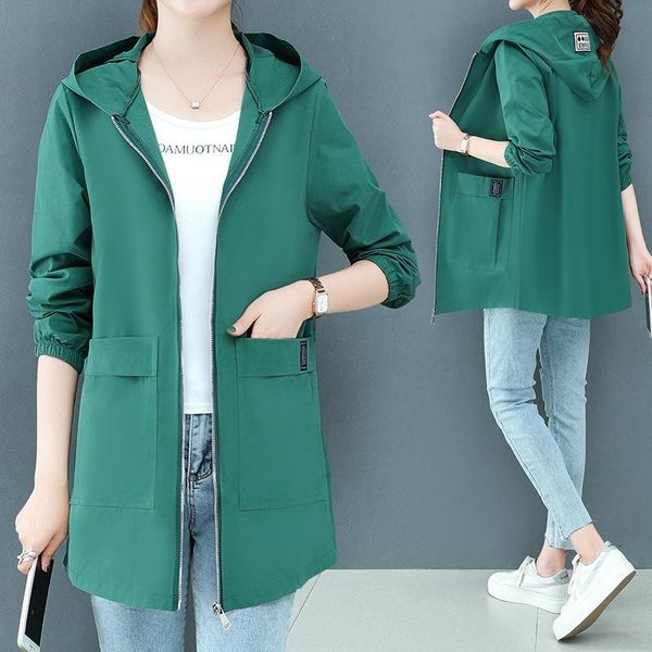 

women's trench coats 2021 spring autumn all-match oversized jackets women casual vintage coat for ladies fashionable v-neck zipper, Tan;black