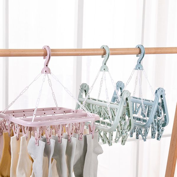 

new multi-clip drying socks rack hanger 32 clip plastic bra clothespin household clothes hanger inner hanger baby clothes