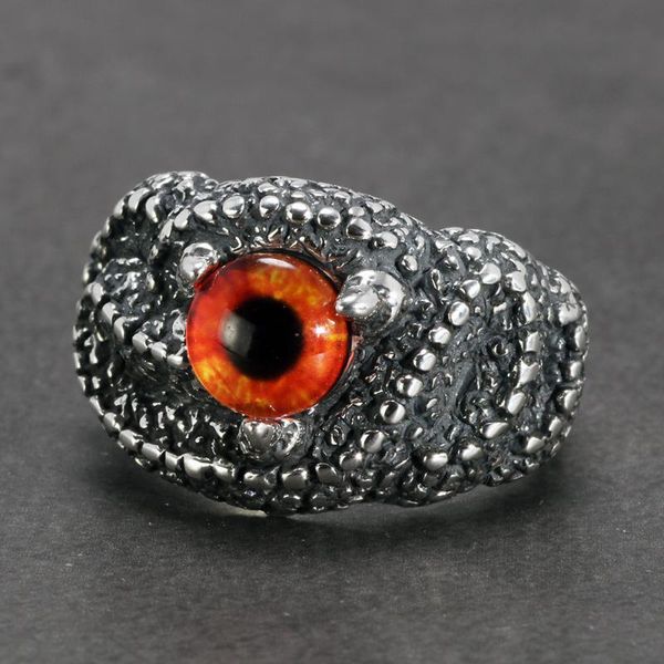 

cluster rings real 925 sterling silver punk rock for men snake pattern glass evil eye claw setting vintage retro jewelry, Golden;silver
