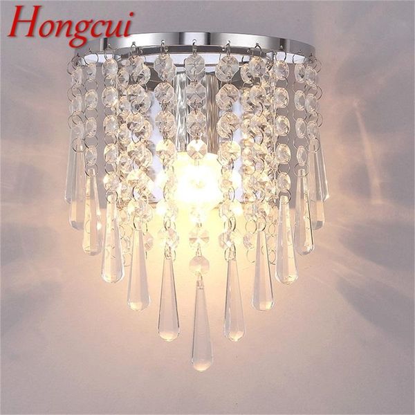 

hongcui wall lamps led modern nordic luxury indoor crystal sconces lighting for home lamp