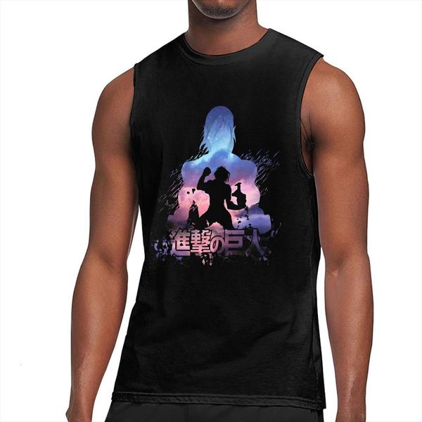 

attack on titan levi anime tank fitness mens bodybuilding summer gym clothing male sleeveless vest shirts loose, White;black