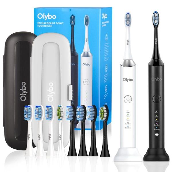 

olybo sonic electric toothbrush a9 timer brush 5 mode usb charger rechargeable tooth brushes replacement heads set smart