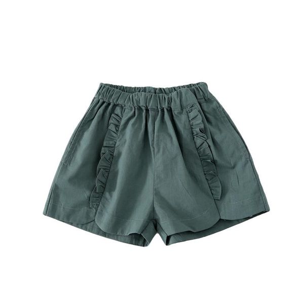 

shorts wlg girls kids trousers summer green ruffle solid baby girl casual all match for 1-6 years, Black