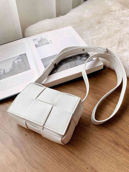 

venetas bottega mini cassette leather summer messenger female small white cassette waist woven bag designer handbag wan